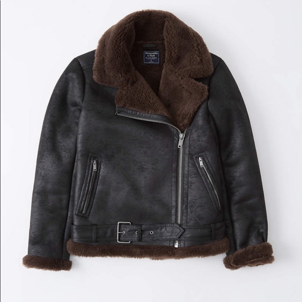 Abercrombie Faux Shearling Moto Jacket